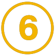 The image displays a yellow circular sign with the number  6  inside, which is commonly used for speed limits, indicating a limit of 6 miles per hour. There are two instances of this sign, one larger and one smaller, placed side by side against a black background. The style appears to be a digital or graphic representation rather than a photograph of an actual road sign.